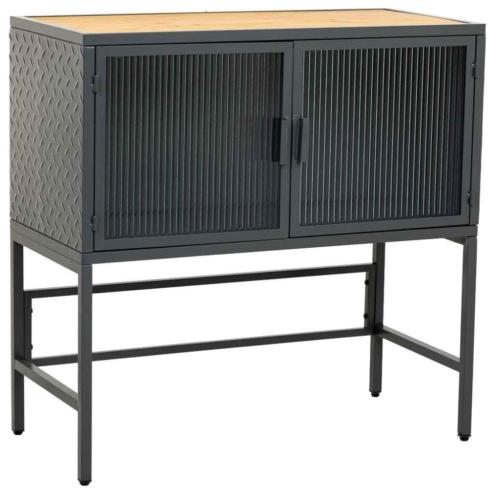 Petit buffet vitrine ECLIPSE en métal noir et verre 80 cm