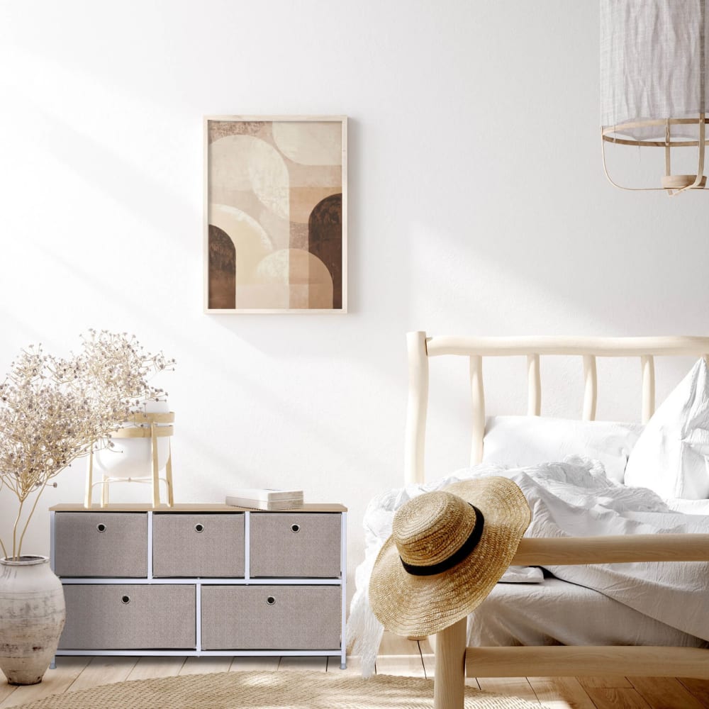Détail des tiroirs en tissu du buffet NORDIC