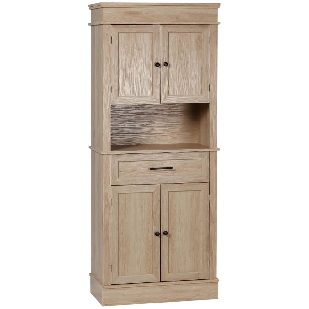 Buffet vaisselier HOMCOM en chêne clair avec niche et tiroir 74 cm