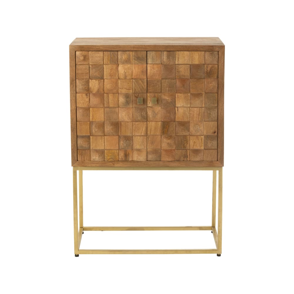 Buffet haut RULIK en manguier et métal doré 2 portes 76 cm