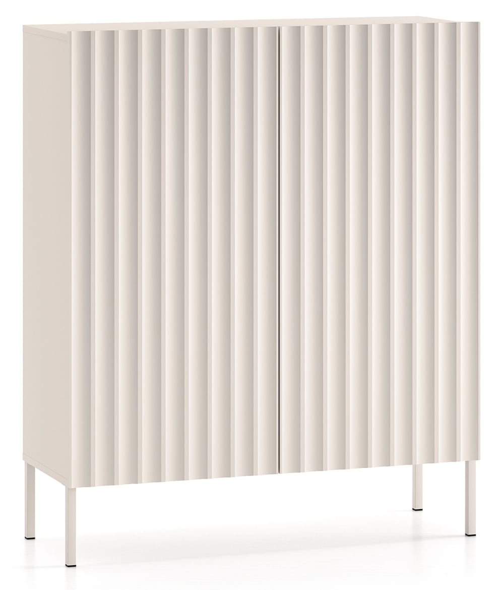 Buffet haut DERRIVA beige clair 100 cm à façades rainurées