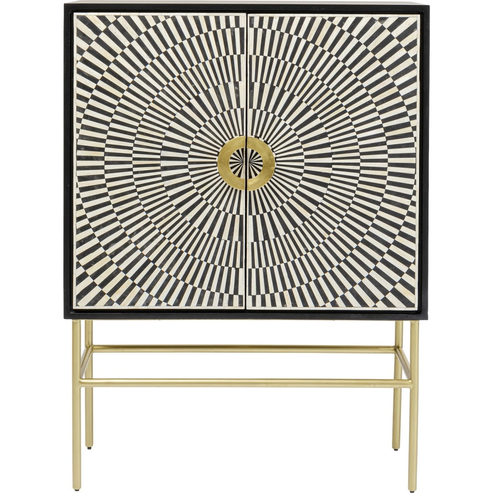 Buffet haut ELECTRO noir et blanc à motif spirale 100 cm