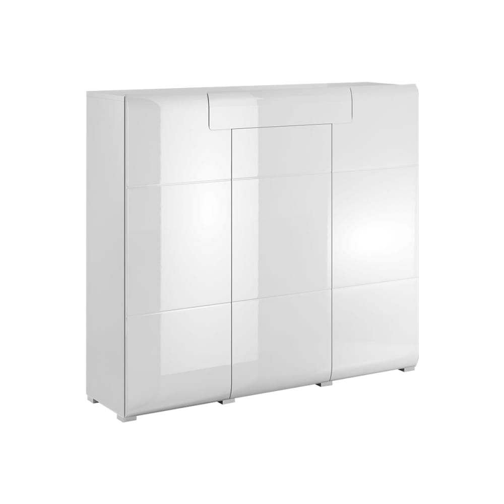 Buffet haut vaisselier JULES blanc laqué 147 cm avec 3 portes et 1 tiroir