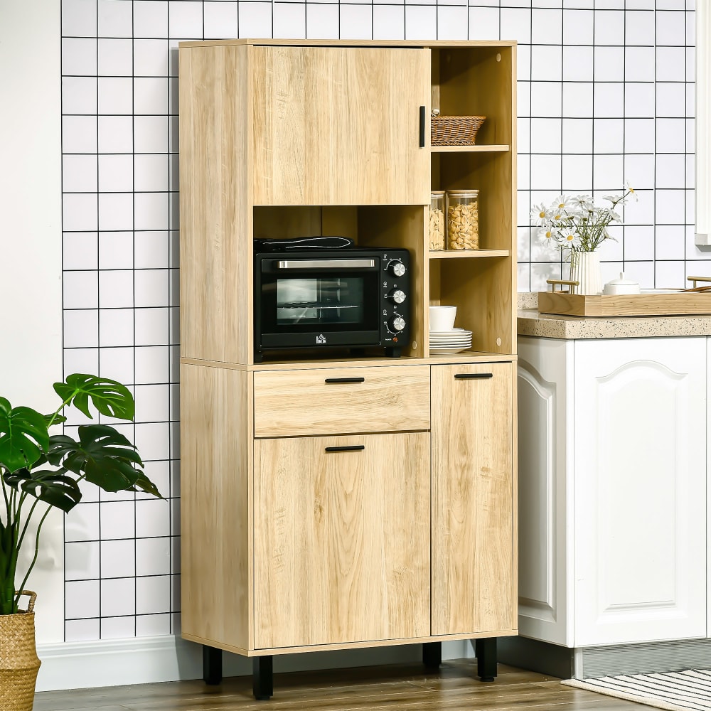 Détail des niches ouvertes du buffet HOMCOM