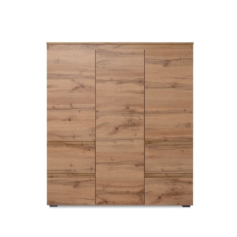Buffet haut MITZ effet chêne 3 portes et 4 tiroirs 116 cm