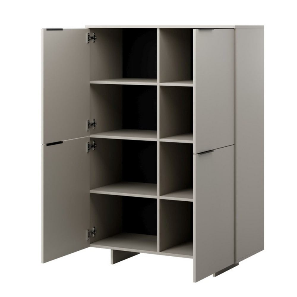 Grand buffet haut 4 portes beige mat effet bois 100 cm - JUDE