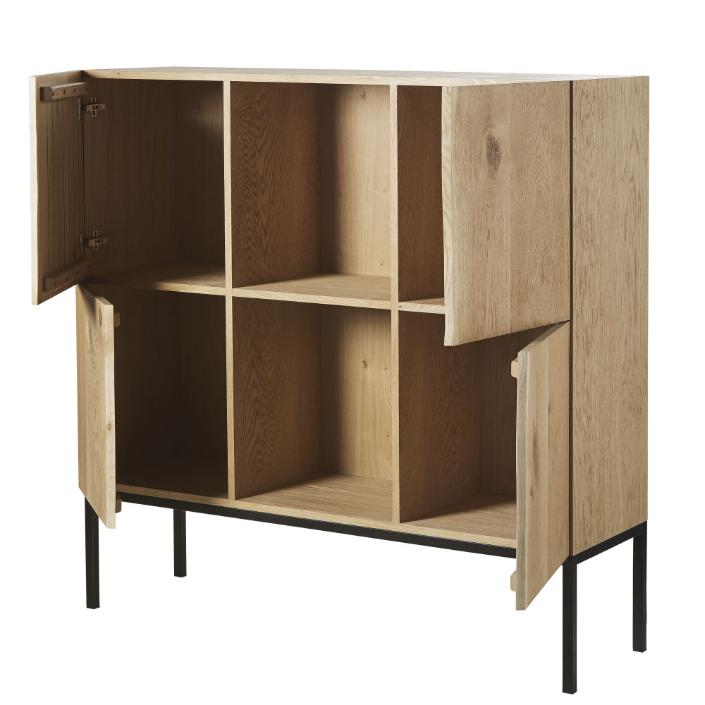 Buffet MAGNUS portes ouvertes sur ses rangements