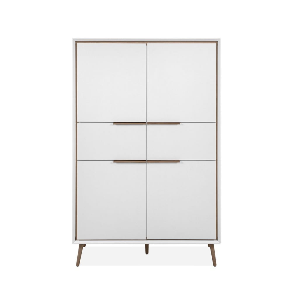 Buffet haut ARONA chêne et blanc 140 cm avec 4 portes et 2 tiroirs