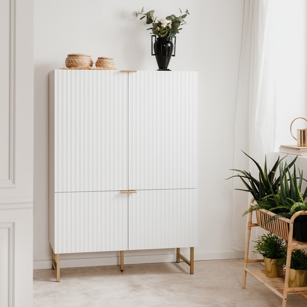 Buffet GLASGOW portes ouvertes sur ses trois tablettes