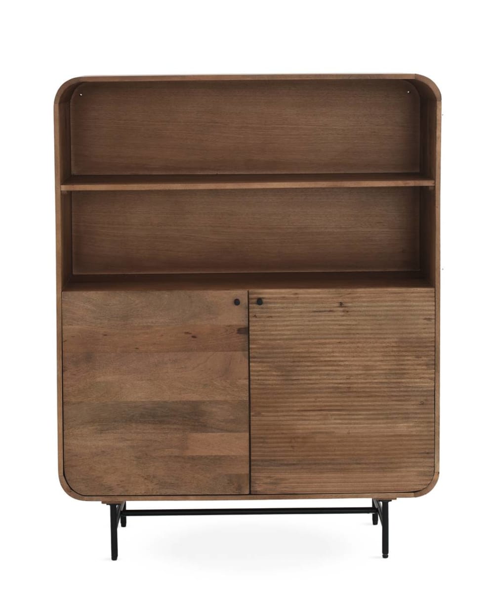 Buffet haut GEESE HOME aux lignes courbes en manguier massif noir 110 cm