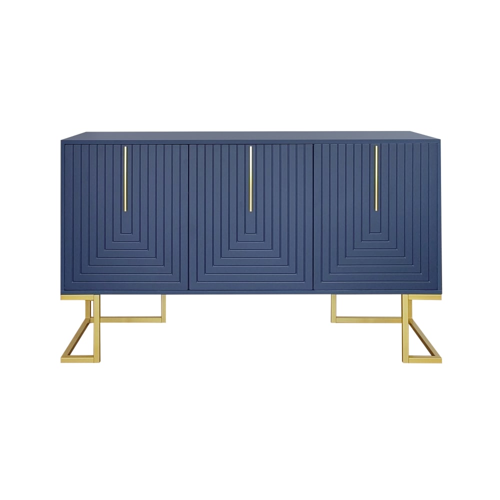Buffet URBAN MEUBLE bleu marine à poignées dorées 138 cm