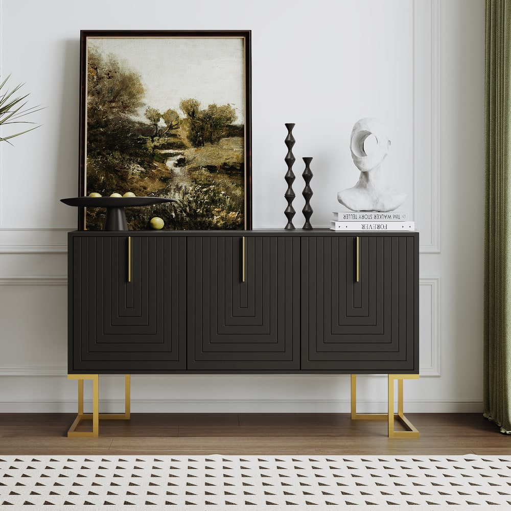 Détail de la façade noir mat du buffet URBAN MEUBLE