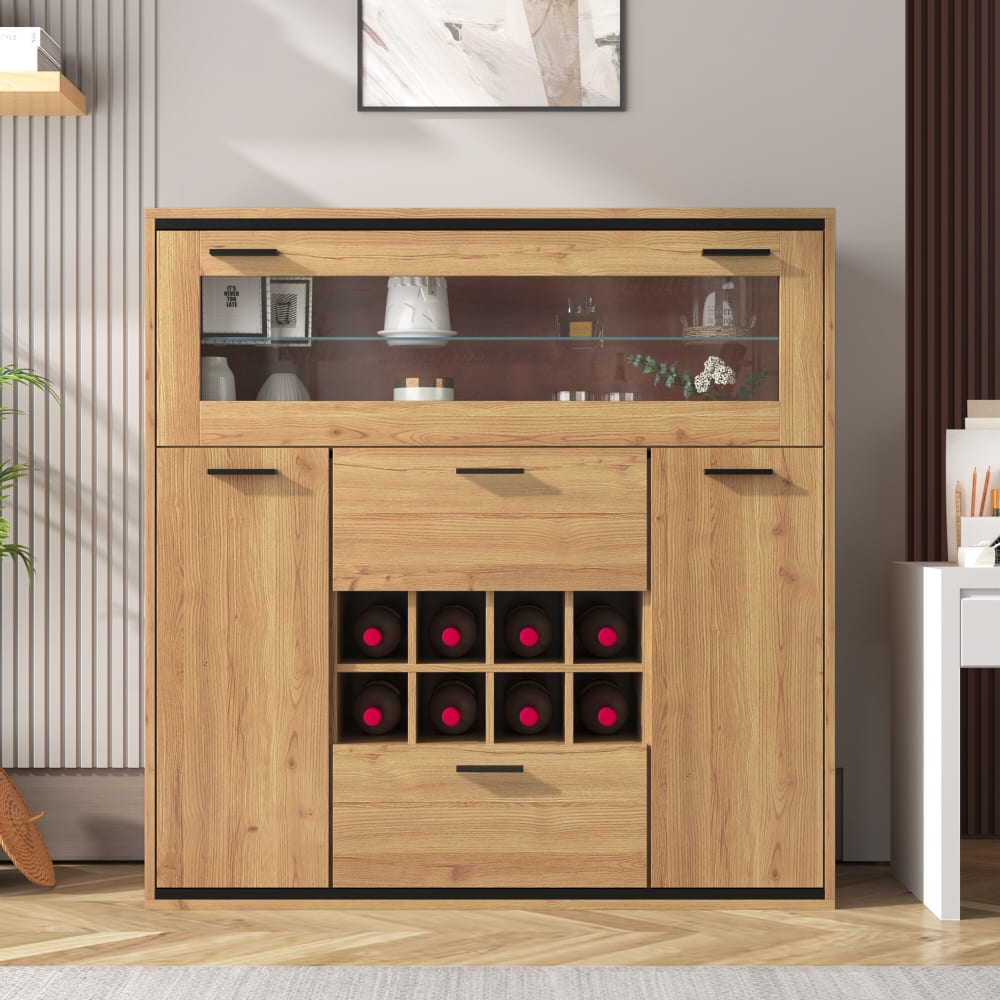 Détail des casiers à bouteilles du buffet URBAN MEUBLE