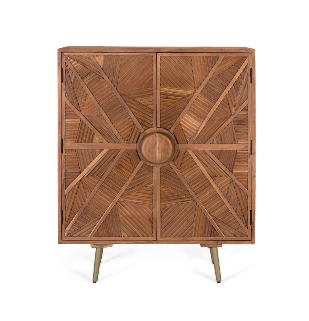 Buffet haut GINER Y COLOMER en manguier massif 90 cm à portes sculptées main