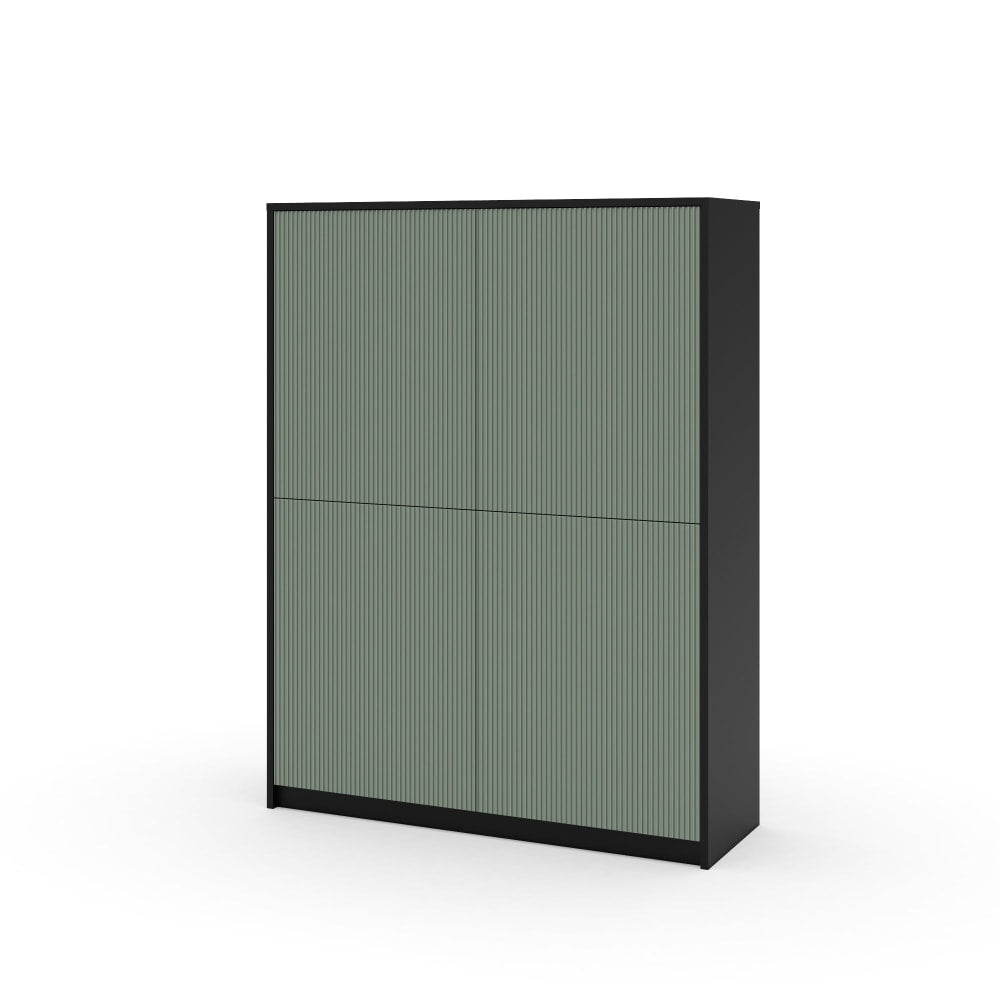 Buffet haut BUDAPEST vert sauge et noir mat 115 cm à 4 portes