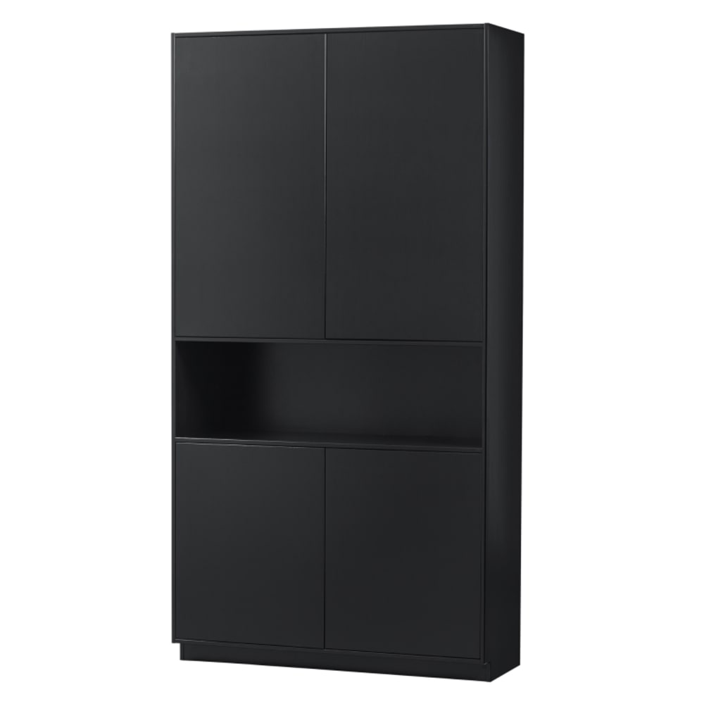 Buffet haut moderne en pin massif noir 110 cm - ALICANTE