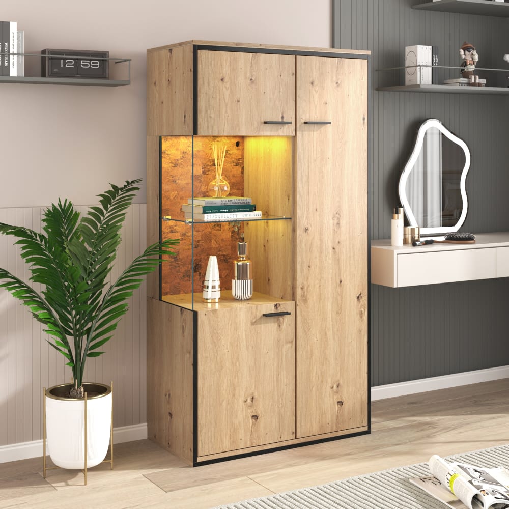 Détail de la porte vitrée de la vitrine URBAN MEUBLE