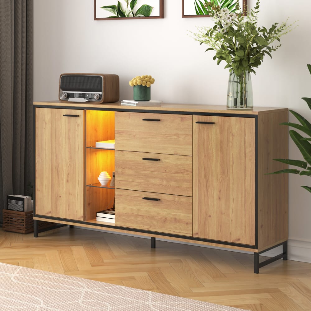 Détail de la niche vitrée en verre trempé du buffet URBAN MEUBLE