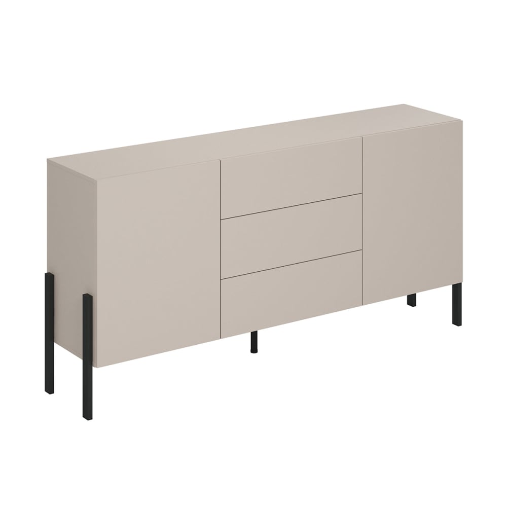 Grand buffet BERENICE beige et noir 184 cm avec 2 portes et 3 tiroirs