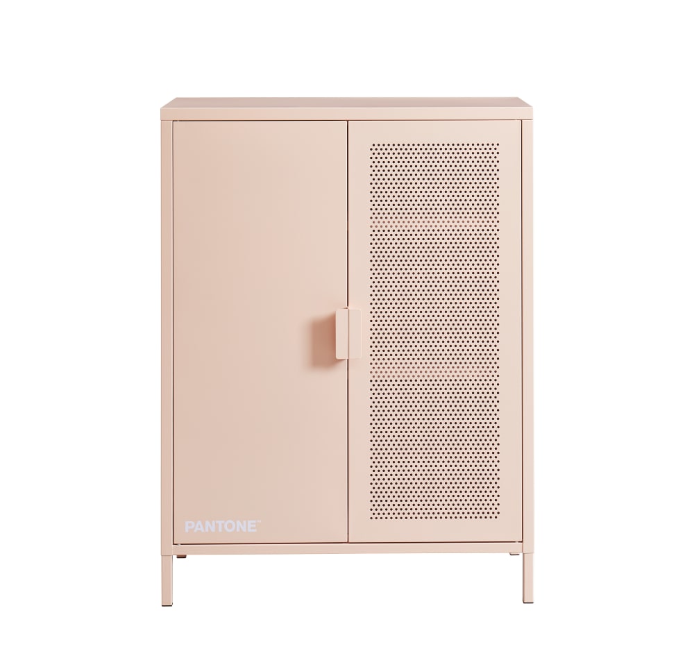 Buffet haut PANTONE en métal rose blush 75 cm avec 2 portes
