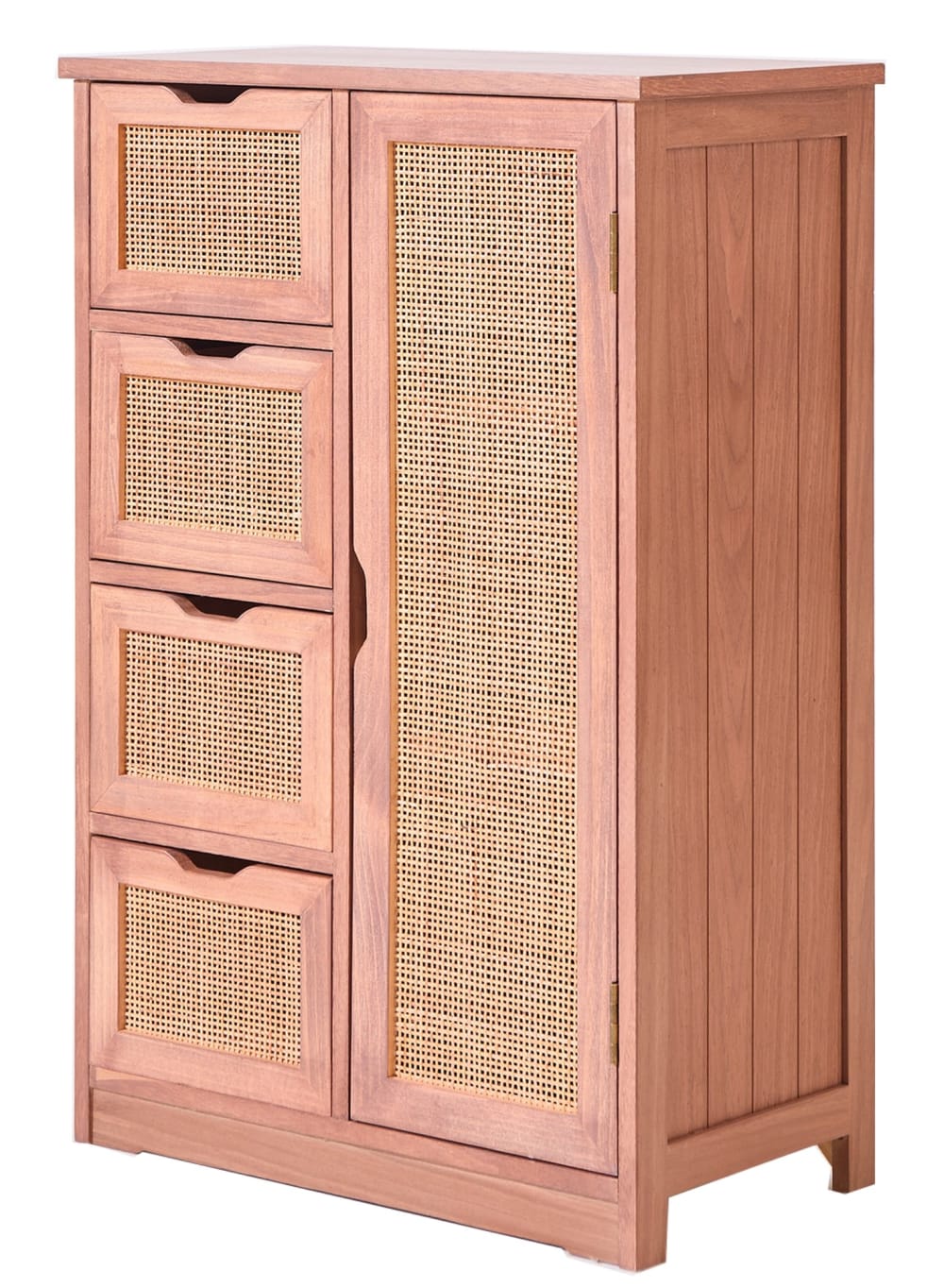 Petit buffet NORDLYS en bois de noyer et rotin naturel 56 cm