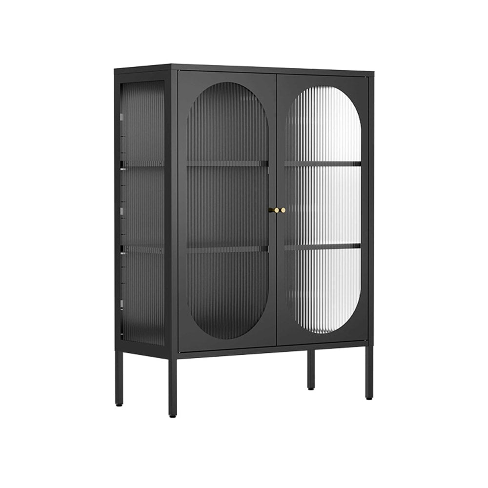 Buffet vitrine industriel DREAMY noir en métal et verre 80 cm