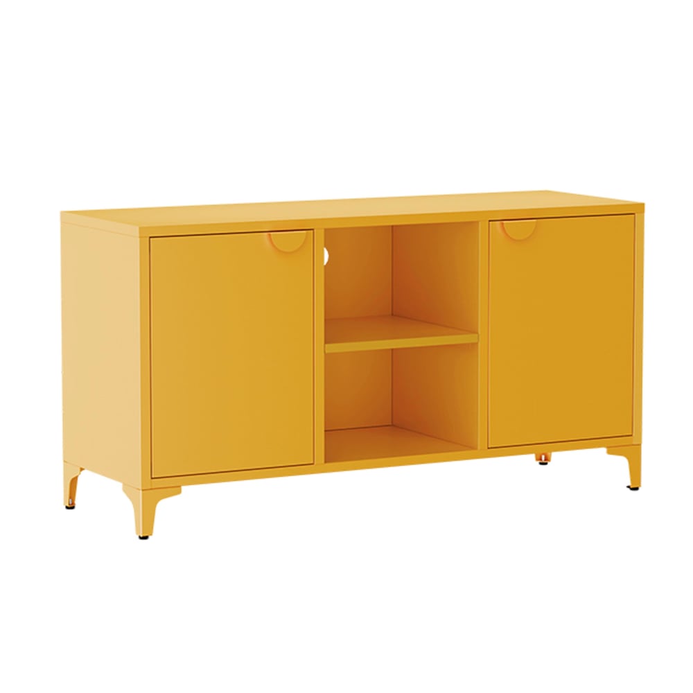 Buffet FUNKY en métal jaune 120 cm avec 2 portes et pieds hauts