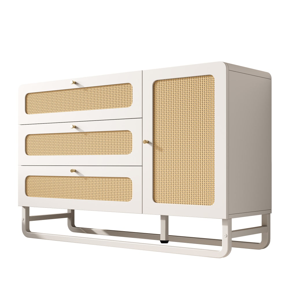Buffet bas URBAN MEUBLE en cannage 120 cm avec 3 tiroirs et 1 porte