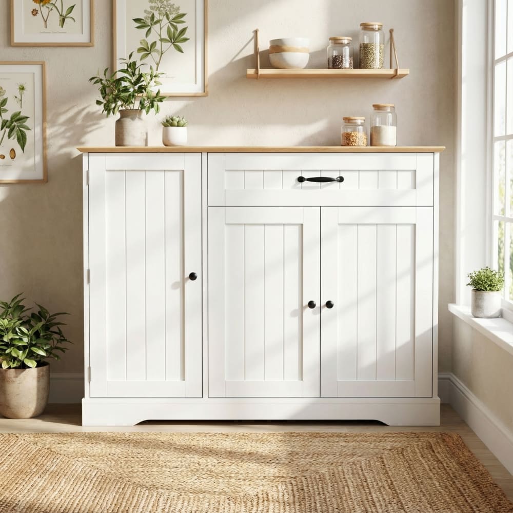 Détail de la porte à barres range-bouteilles du buffet URBAN MEUBLE