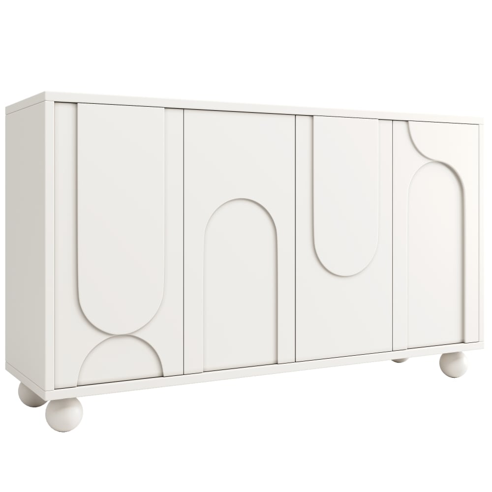 Buffet bas URBAN MEUBLE blanc 120 cm à façade sculptée en U