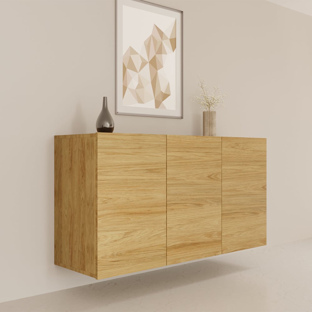 Détail du décor hickory du buffet IDAO
