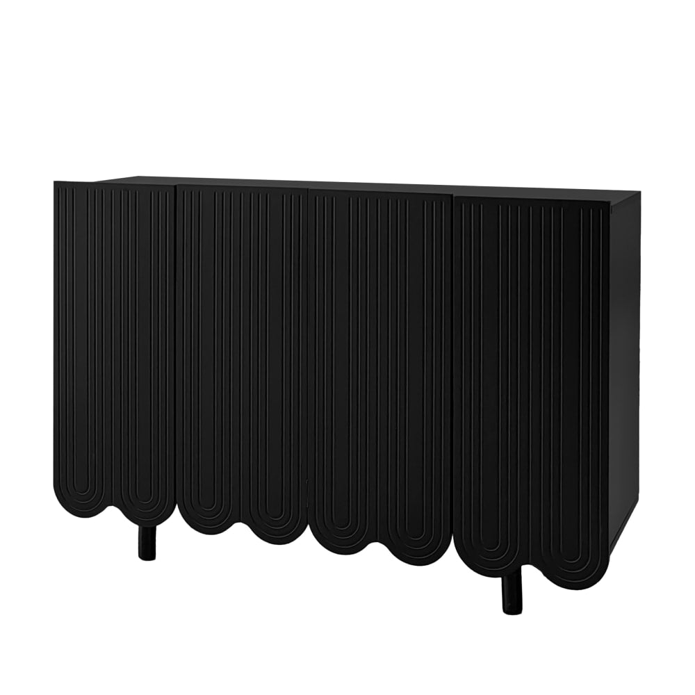 Buffet bahut URBAN MEUBLE noir aux façades sculptées 120 cm