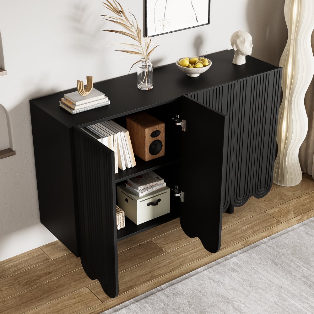 Buffet URBAN MEUBLE ouvert sur ses quatre compartiments