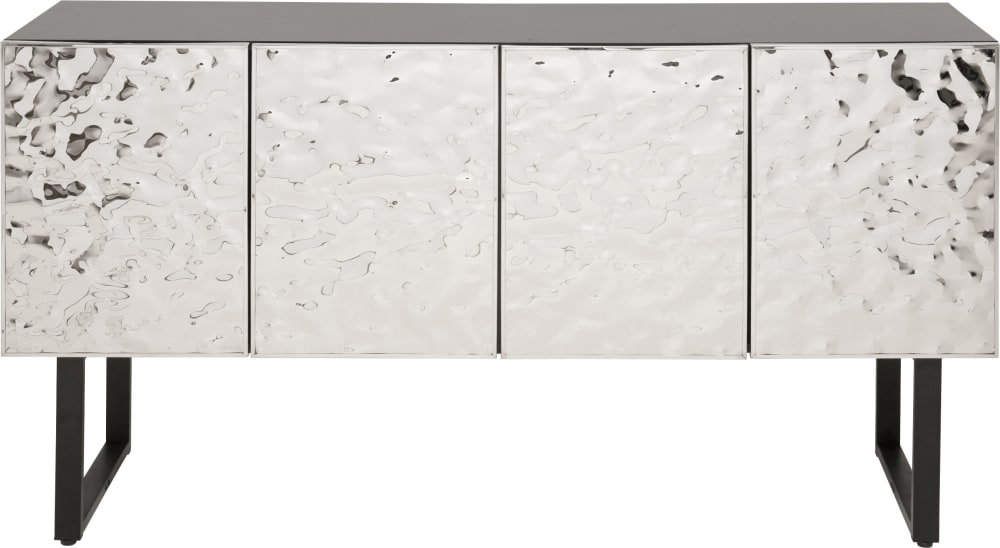 Buffet CARINO noir 4 portes en acier chromé 151 cm