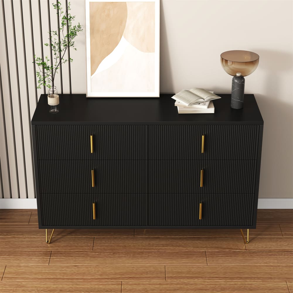 Buffet URBAN MEUBLE tiroir ouvert et pieds dorés