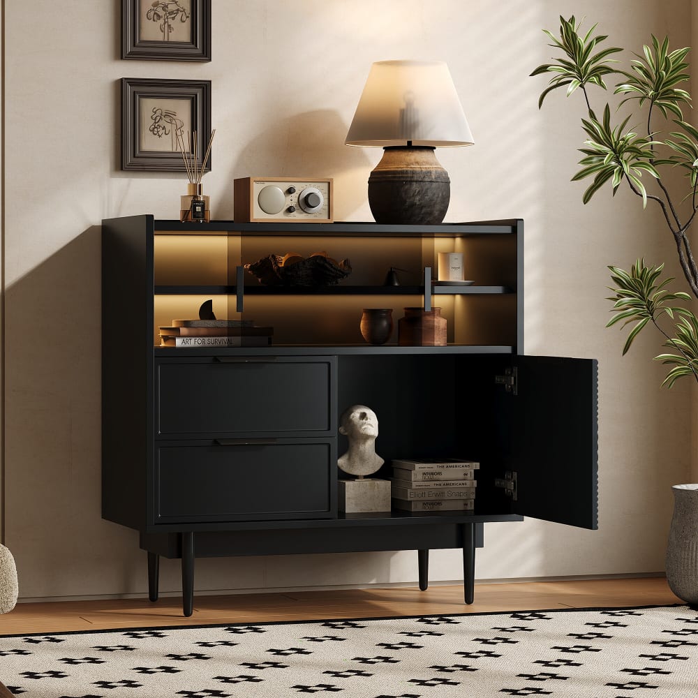Buffet URBAN MEUBLE avec bandeau LED coloré allumé