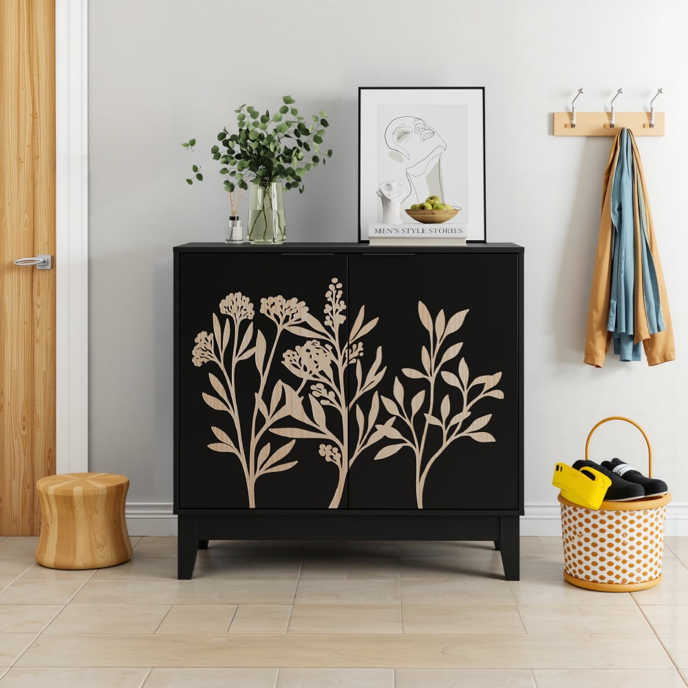 Détail des motifs floraux gaufrés du buffet URBAN MEUBLE