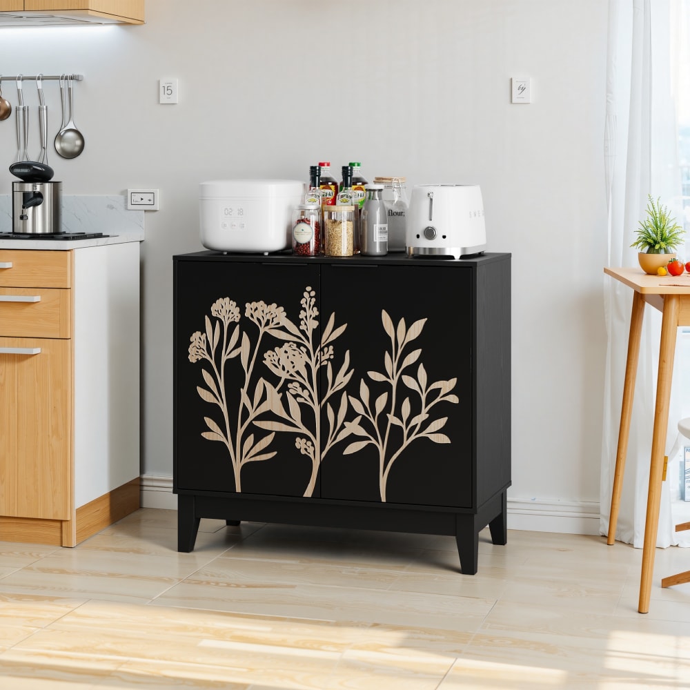 Buffet URBAN MEUBLE portes ouvertes sur ses étagères réglables
