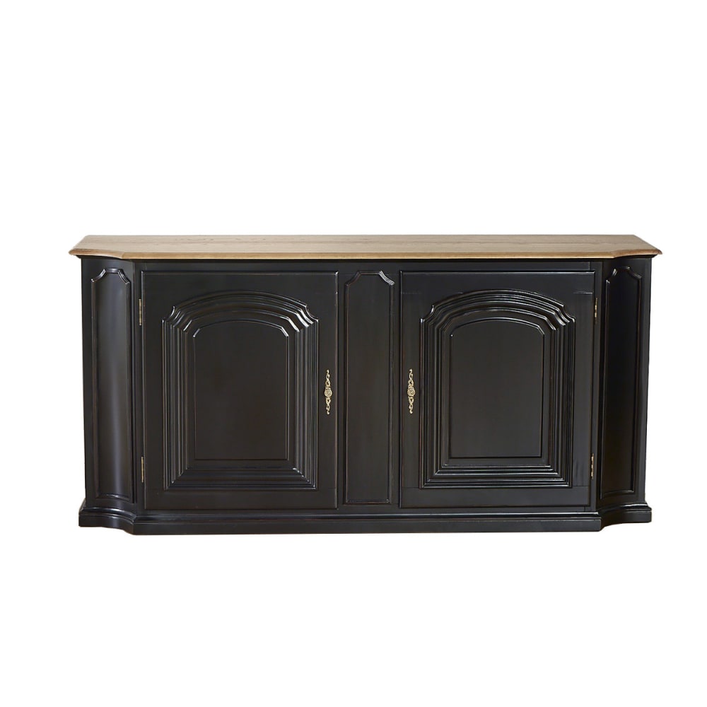 Grand buffet ELISABETH blanc à plateau chêne 188 cm