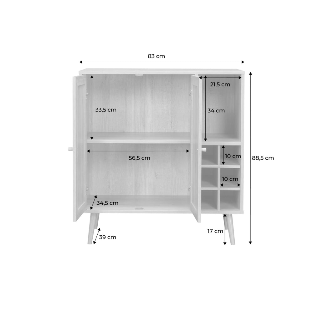 Buffet SWEEEK portes en cannage ouvertes