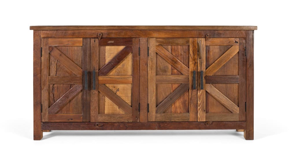 Buffet bahut rustique GINER Y COLOMER en bois recyclé 180 cm à quatre portes