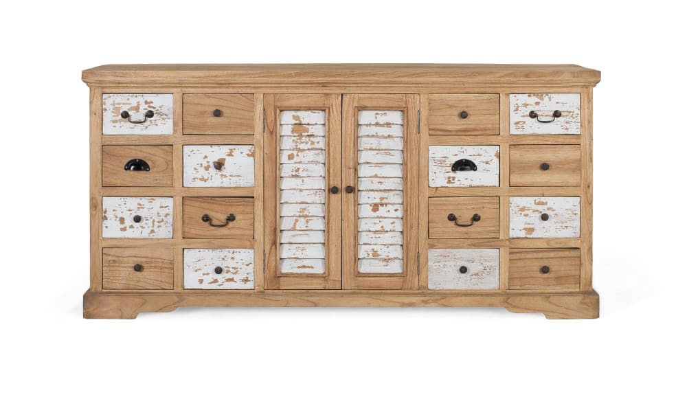 Buffet bahut GINER Y COLOMER en mindi massif 160 cm avec 12 tiroirs et 2 portes