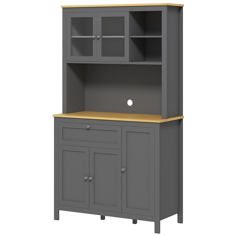 Buffet vaisselier haut MAISON CHIC gris 100 cm avec portes vitrées