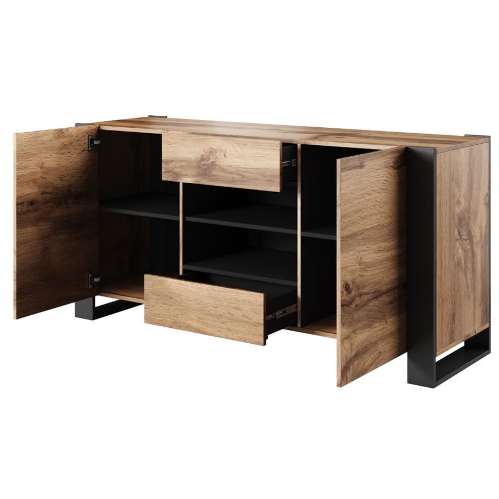 Buffet YOSH portes ouvertes sur les volumes de rangement