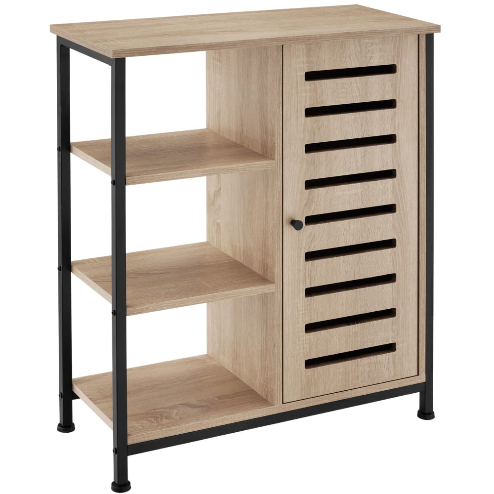 Petit buffet industriel TECTAKE bois clair 71 cm avec trois niches ouvertes