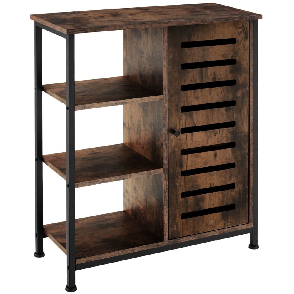 Buffet industriel TECTAKE bois foncé 71 cm avec trois niches et une colonne fermée