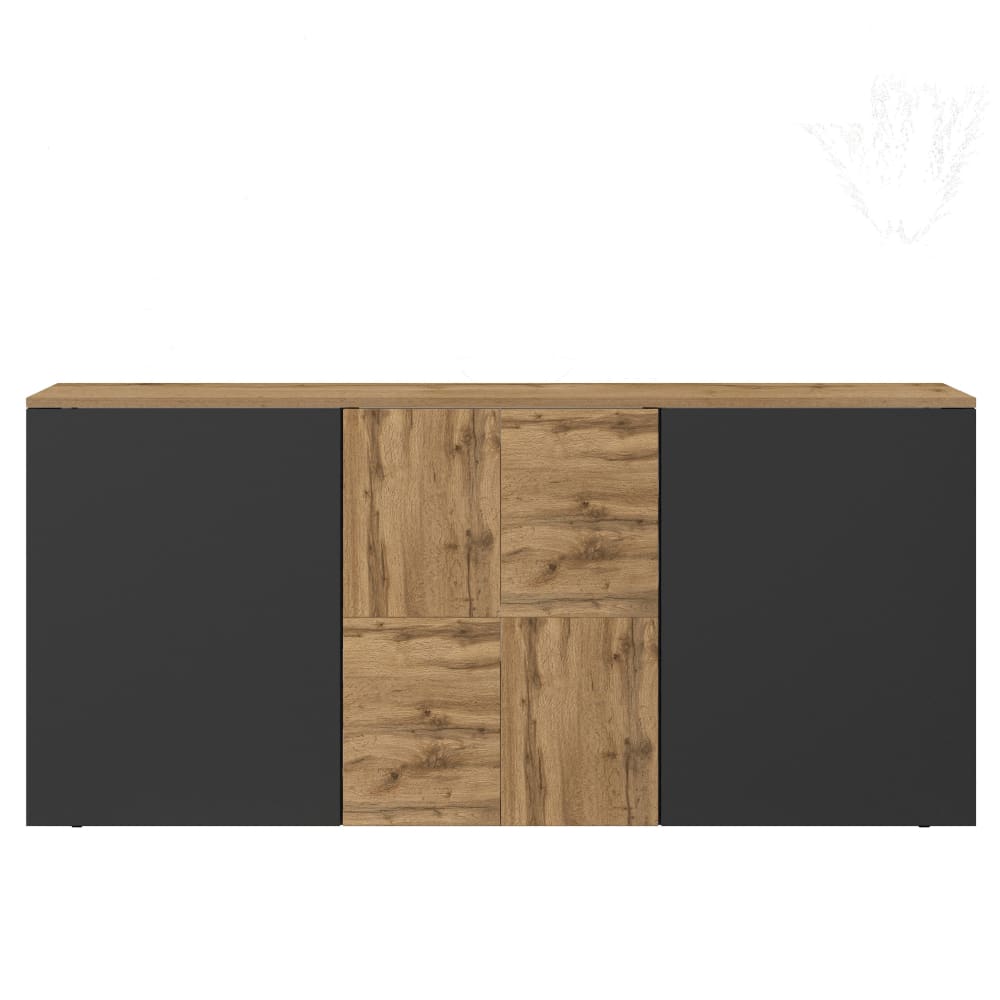 Buffet suspendu ISEO anthracite mat et chêne 150 cm