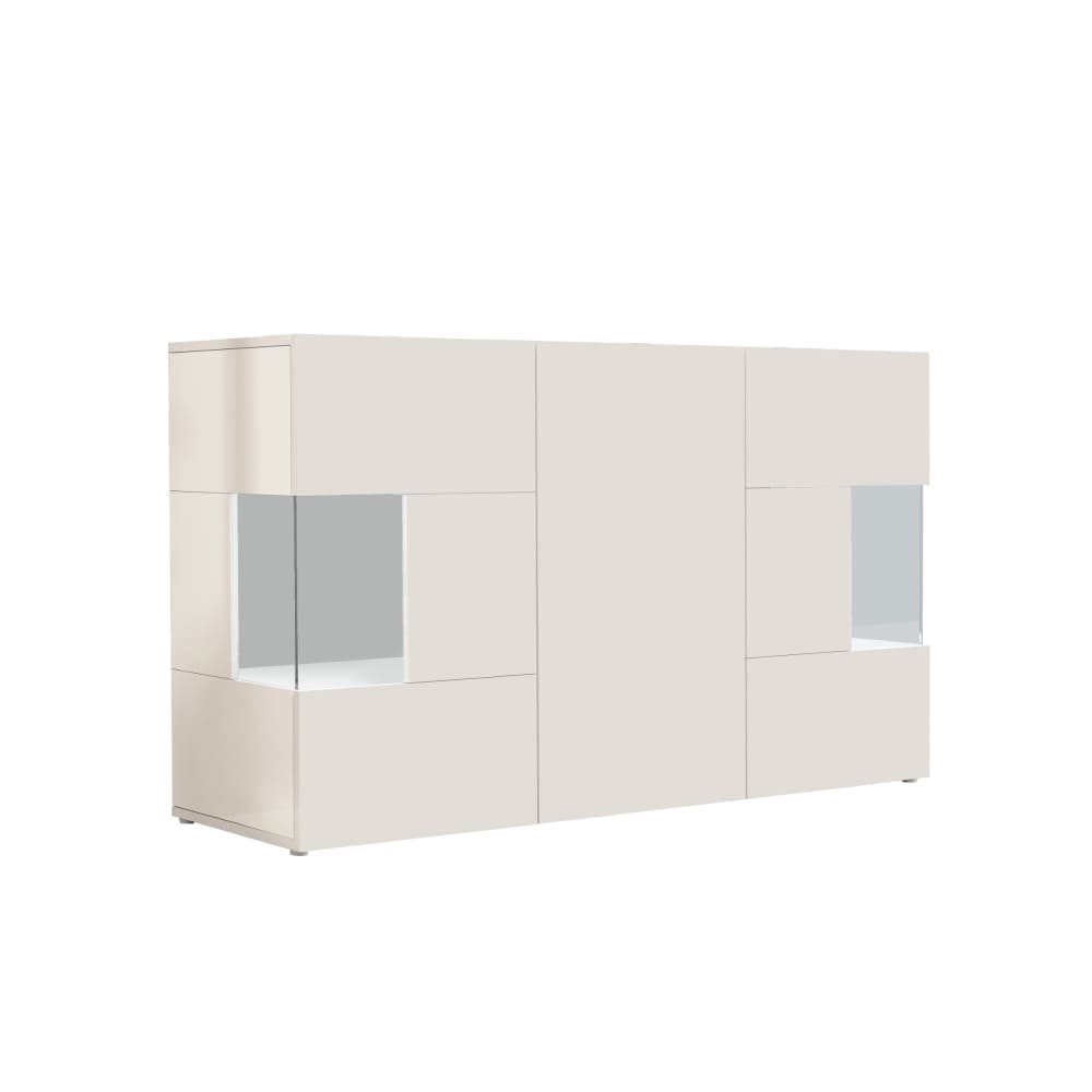 Buffet vitrine 3 portes vitrées blanc brillant 135 cm - EGYPT