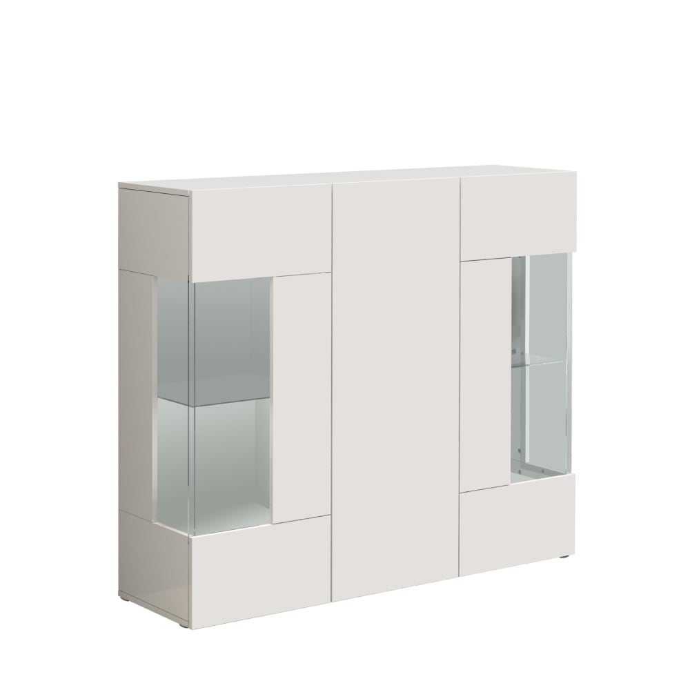 Buffet vitrine haut 3 portes blanc brillant 135 cm - EGYPT