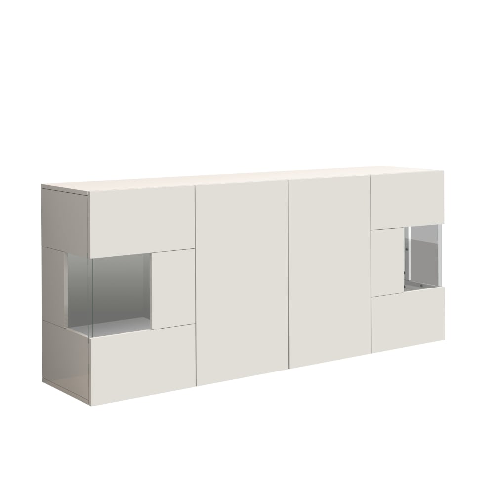 Buffet vitrine 4 portes vitrées blanc brillant 180 cm - EGYPT